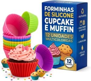 Forminhas de Silicone Multicoloridas para Cupcake 12un