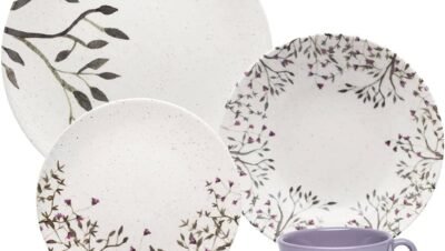 Aparelho de Jantar Lilás em Porcelana Completo