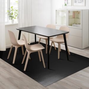 Tapete de Sala de Jantar em PVC Fosco Preto Resistente