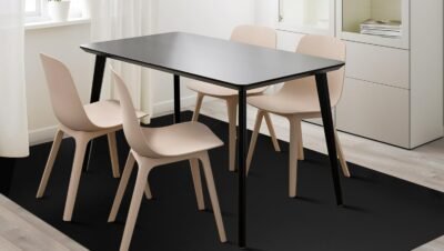 Tapete de Sala de Jantar em PVC Fosco Preto Resistente