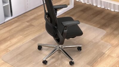 Tapete de Cadeira para Piso de Madeira em PVC Transparente Resistente