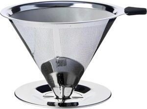 Coador de Café Inox Reutilizável com Suporte Econômico