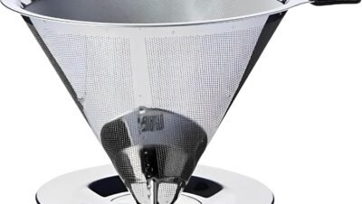 Coador de Café Inox Reutilizável com Suporte Econômico