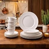 Aparelho de Jantar de Porcelana Branca Elegante e Resistente