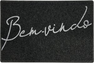 Tapete de Entrada em Vinil Preto com Texto Bem Vindo