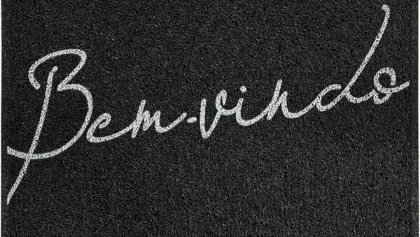 Tapete de Entrada em Vinil Preto com Texto Bem Vindo