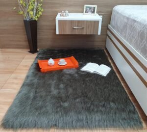 Tapete Pelúcia Peludo com Pelo Alto para Sofá Confortável