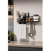 Prateleira para Cozinha em Madeira com Suporte para Temperos